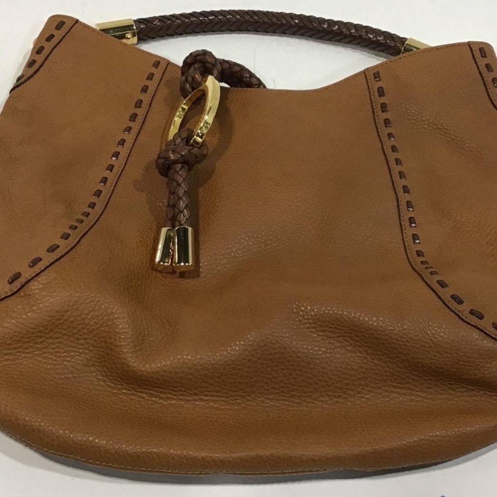 Women’s Michael Kors Skorpios Elegant Tan Pebble Grain Leather Hobo Bag
